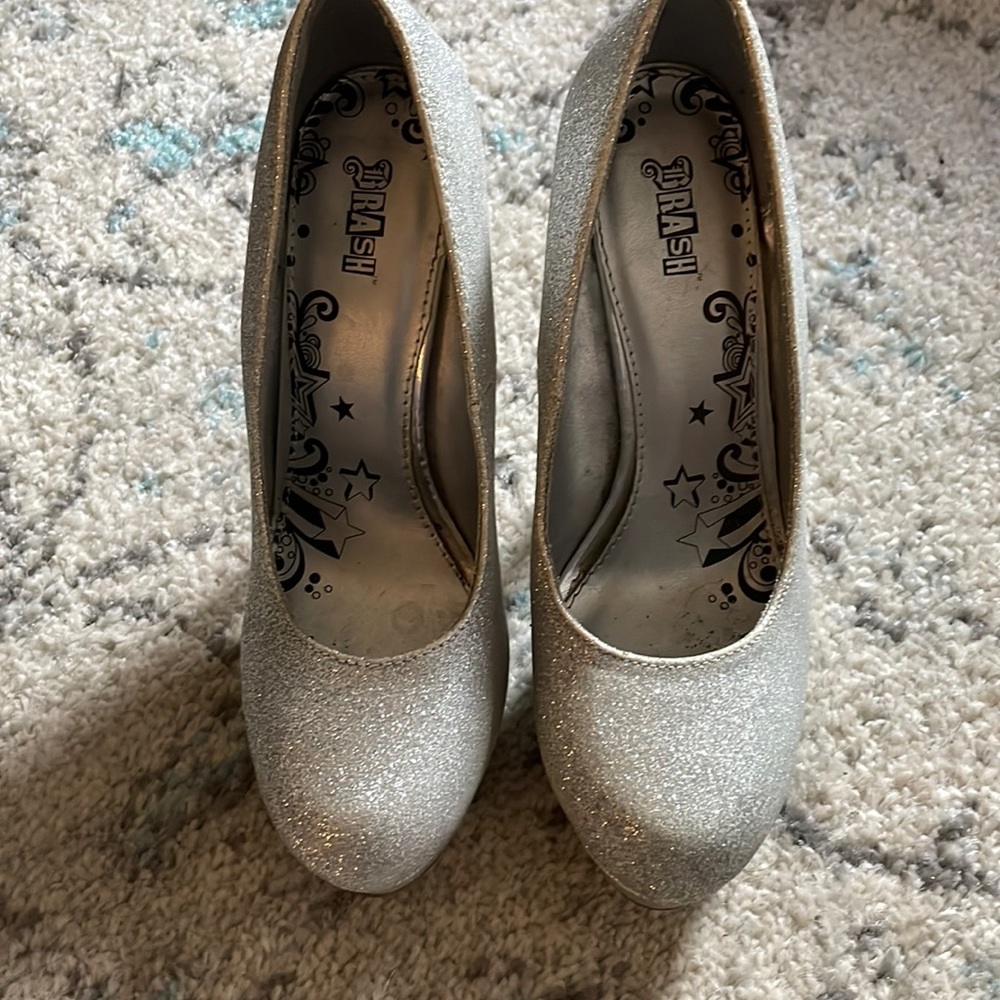 Brash silver glittery pumps